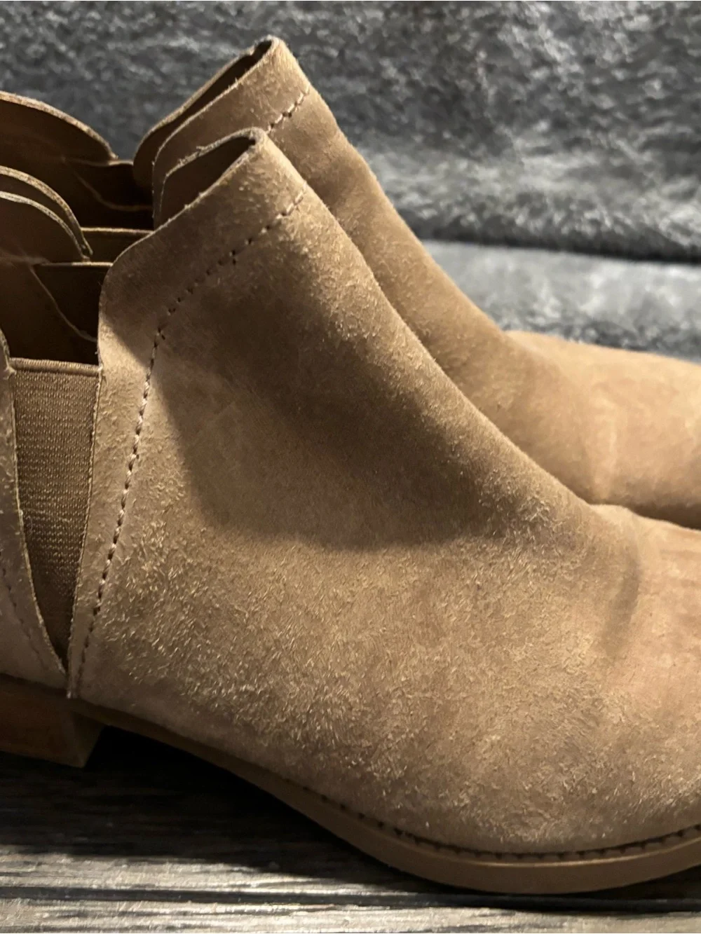 Carlos Santana Taupe Suede Chelsea Ankle Booties
